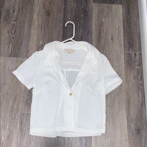 Marshalls White Short Sleeve Button-Up Top